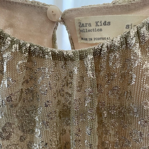 Zara Kids Collection Gold Animal Print Glittery Sleeveless Dress - Picture 5 of 8